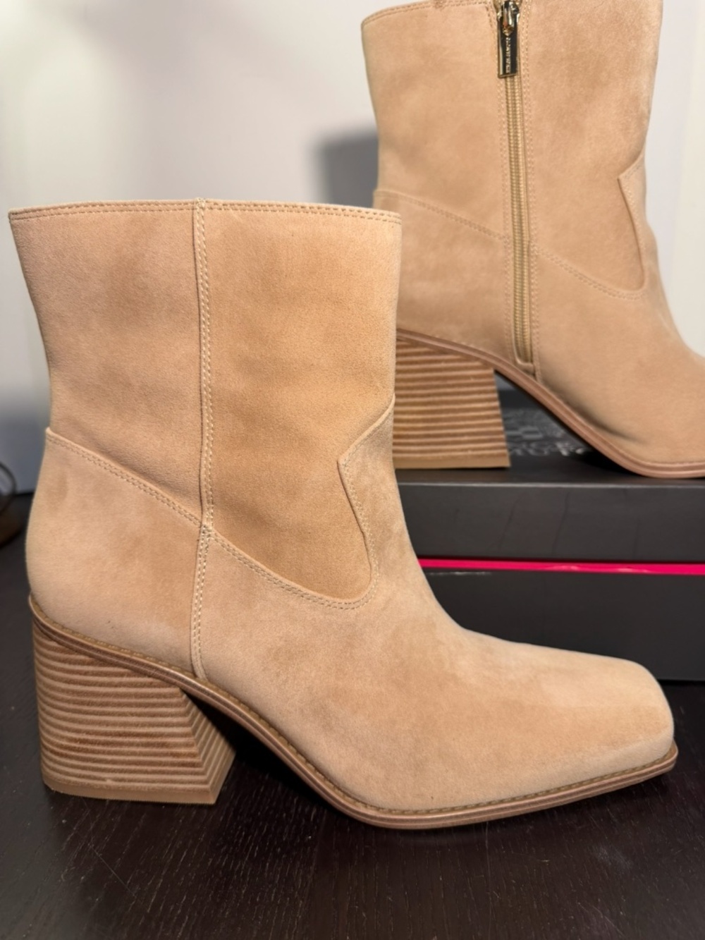 Vince Camuto Sybren Block Heel Suede Boots/Bootie Tortilla Womans 11M